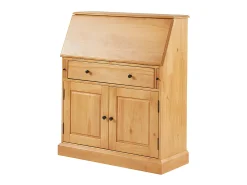 Escrivaninha com espaço para armazenamento - Estilo rústico - Pinheiro e MDF - Cor natural - CLEORE