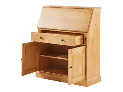 Escrivaninha com espaço para armazenamento - Estilo rústico - Pinheiro e MDF - Cor natural - CLEORE