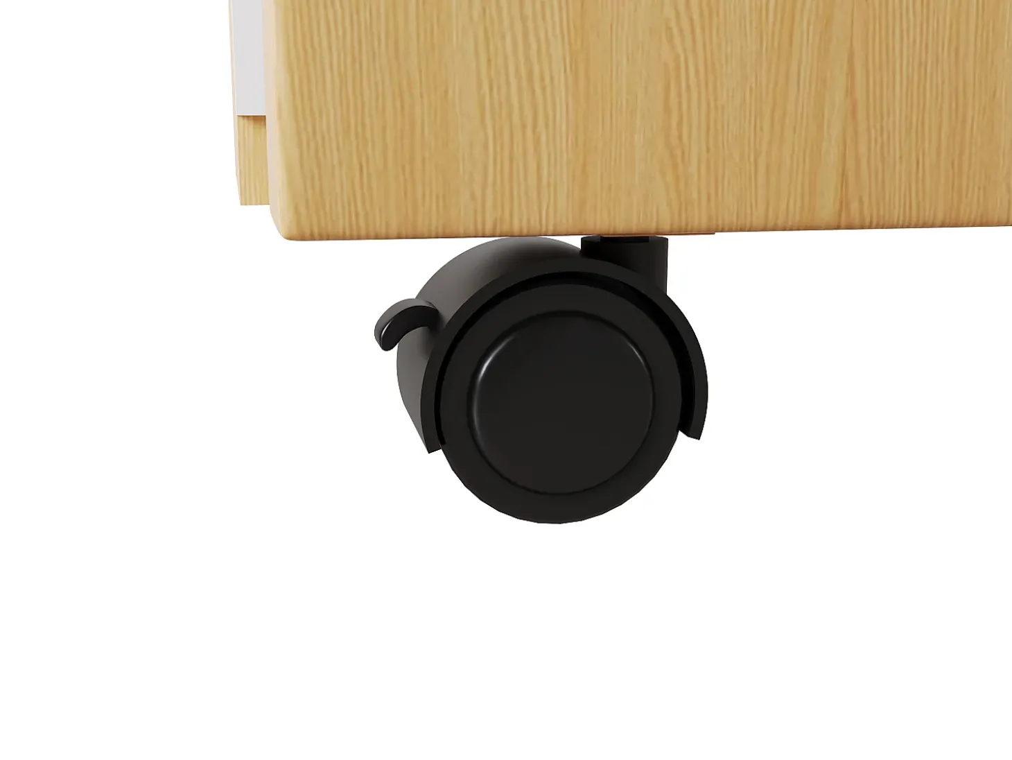 Escrivaninha de canto 120×50×76,5 cm - Bancada giratória 360° - 3 gavetas e 2 portas - Com rodízios bloqueáveis - Natural + Branco