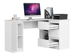 Escrivaninha de Canto B20 Direita com 3 Gavetas e Porta - Branco Mat 155x85 cm