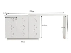 Escrivaninha de canto extensível - com 3 portas em MDF - função giratória - Branco - 110x40x75cm