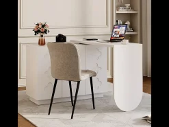 Escrivaninha de canto extensível - com 3 portas em MDF - função giratória - Branco - 110x40x75cm