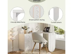 Escrivaninha de canto extensível - com 3 portas em MDF - função giratória - Branco - 110x40x75cm