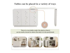 Escrivaninha de canto extensível - com 3 portas em MDF - função giratória - Branco - 110x40x75cm