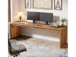 Escrivaninha de computador com 180 cm de comprimento, mesa de trabalho em madeira extra longa