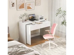 Escrivaninha extensível 110×40×78 cm - combinação flexível - com rodas - certificado FSC - branco