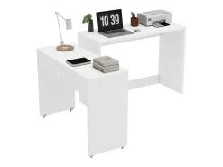 Escrivaninha extensível 110×40×78 cm - combinação flexível - com rodas - certificado FSC - branco