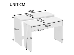 Escrivaninha extensível 110×40×78 cm - combinação flexível - com rodas - certificado FSC - branco