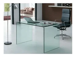Escrivaninha Glassy em vidro curvado 120x70x75 cm