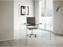 Escrivaninha Glassy em vidro curvado 120x70x75 cm