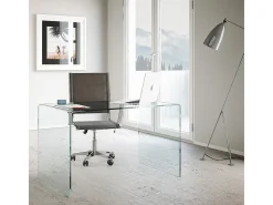 Escrivaninha Glassy em vidro curvado 100x60x75 cm