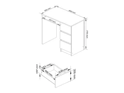 Escrivaninha Modular Direta Artisan Carvalho com Gavetas e Prateleira Retrátil