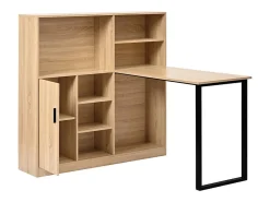 Escrivaninha para computador com armazenamento - 1 porta e 7 nichos - pés de ferro - MDF - 120x50x120cm