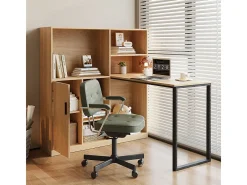 Escrivaninha para computador com armazenamento - 1 porta e 7 nichos - pés de ferro - MDF - 120x50x120cm