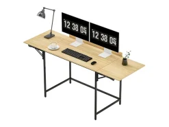Escrivaninha para computador dobrável - com pés ajustáveis em metal - carvalho e preto - 170x58x78cm