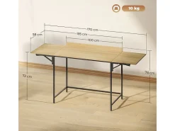 Escrivaninha para computador dobrável - com pés ajustáveis em metal - carvalho e preto - 170x58x78cm