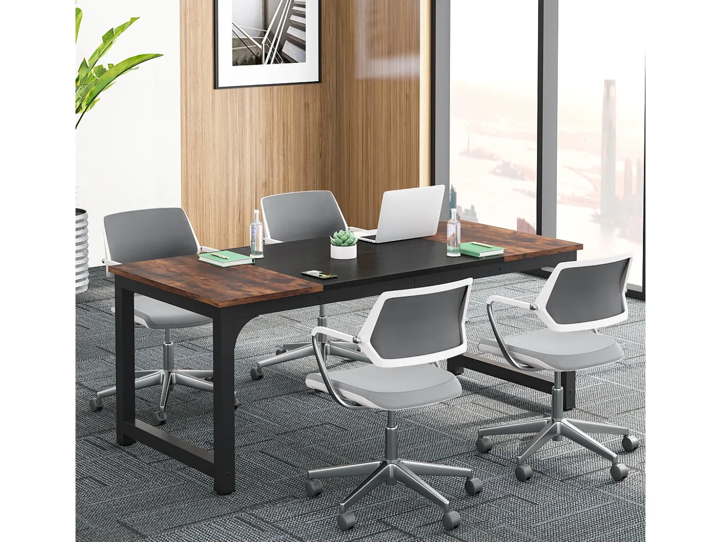 Escrivaninha para Notebook, Mesa, Escrivaninha para Trabalho Remoto, Posto de Trabalho para Escritório, 180 x 80 x 75 cm
