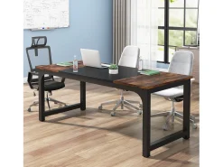 Escrivaninha para Notebook, Mesa, Escrivaninha para Trabalho Remoto, Posto de Trabalho para Escritório, 180 x 80 x 75 cm