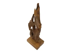 Escultura Artesanal Decorativa Em Madeira Teca Estilo Étnico Rakat Mauro Ferretti