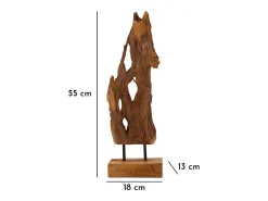 Escultura Artesanal Decorativa Em Madeira Teca Estilo Étnico Rakat Mauro Ferretti