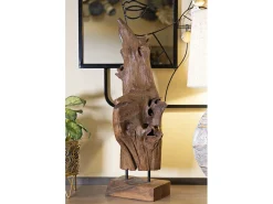 Escultura Decorativa Étnica Em Madeira Teca Feita A Mão Akar Mauro Ferretti