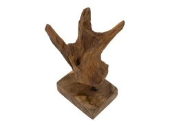 Escultura Em Estilo Étnico De Madeira De Teca Esculpida À Mão Taka Mauro Ferretti