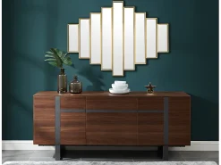 Espelho Art Déco simétrico em metal GALICE - C. 90 x A. 120 cm - Dourado