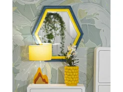 Espelho Balla, Espelho, Artigo de decoração de parede, Decoração com espelho, 75x4 h80 cm, Azul e Amarelo