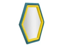 Espelho Balla, Espelho, Artigo de decoração de parede, Decoração com espelho, 75x4 h80 cm, Azul e Amarelo