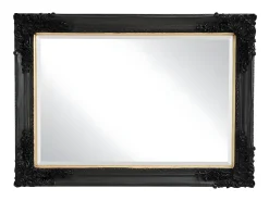 Espelho biselado com molduras ATALAYA - Madeira de eucalipto - 79 x 109 cm - Preto