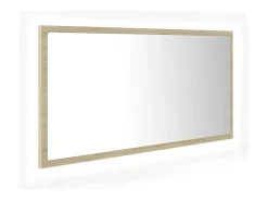 Espelho casa banho c/ LED 90x8,5x37 cm acrílico carvalho sonoma