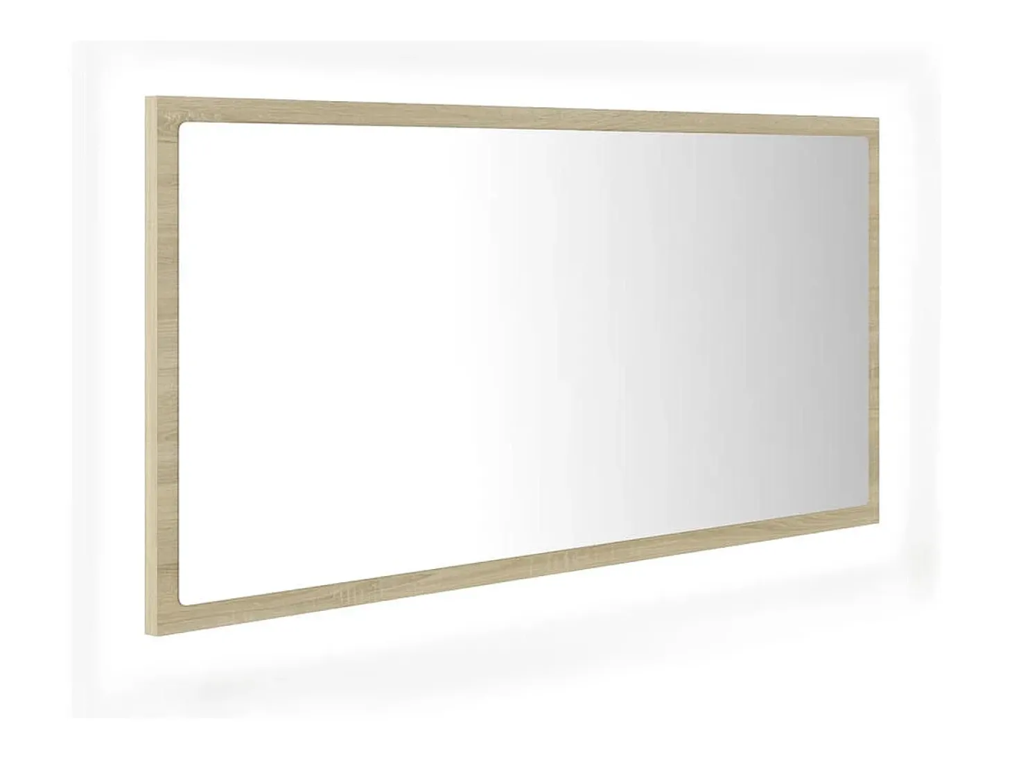 Espelho casa banho c/ LED 90x8,5x37 cm acrílico carvalho sonoma
