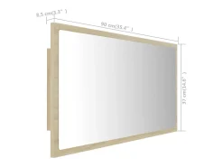 Espelho casa banho c/ LED 90x8,5x37 cm acrílico carvalho sonoma