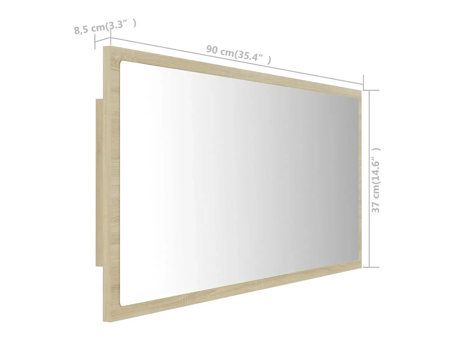 Espelho casa banho c/ LED 90x8,5x37 cm acrílico carvalho sonoma