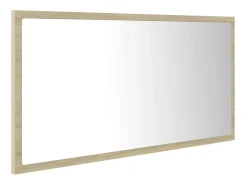 Espelho casa banho c/ LED 90x8,5x37 cm acrílico carvalho sonoma