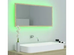 Espelho casa banho c/ LED 90x8,5x37 cm acrílico carvalho sonoma