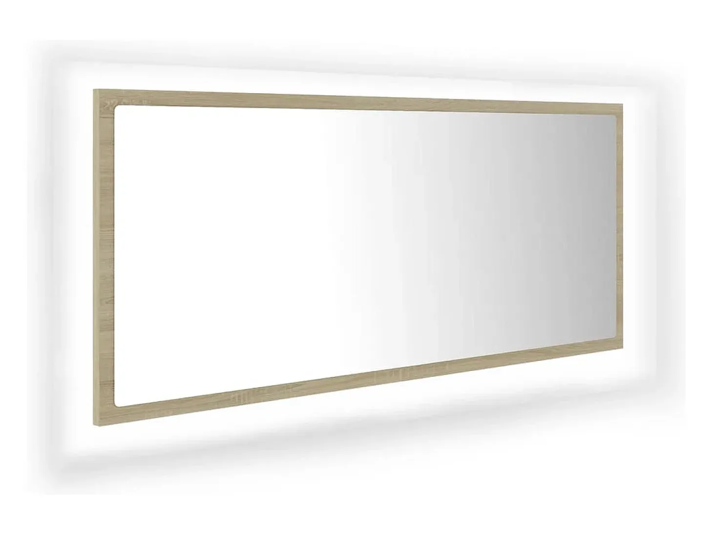 Espelho casa banho c/ LED 100x8,5x37cm acrílico carvalho sonoma