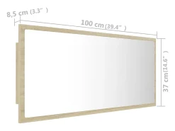 Espelho casa banho c/ LED 100x8,5x37cm acrílico carvalho sonoma