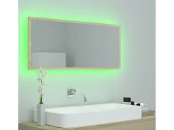 Espelho casa banho c/ LED 100x8,5x37cm acrílico carvalho sonoma
