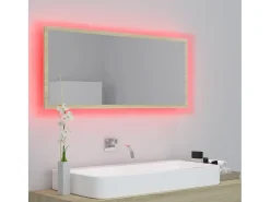 Espelho casa banho c/ LED 100x8,5x37cm acrílico carvalho sonoma