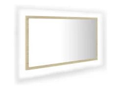 Espelho casa banho c/ LED 80x8,5x37 cm acrílico carvalho sonoma