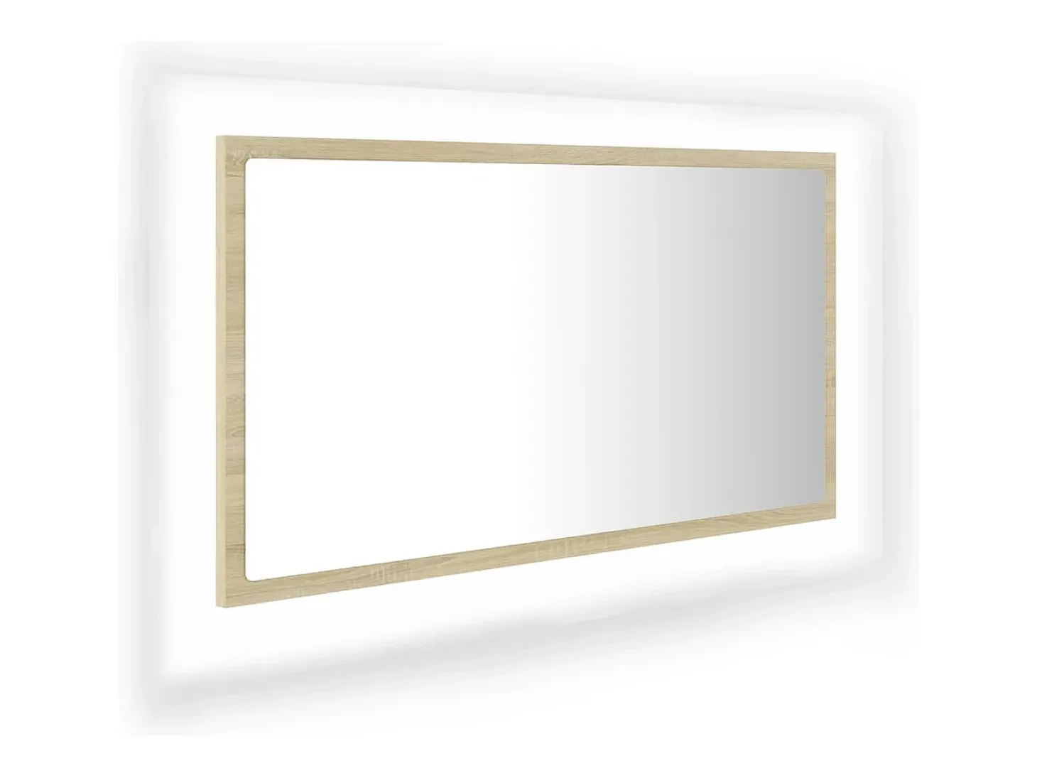 Espelho casa banho c/ LED 80x8,5x37 cm acrílico carvalho sonoma