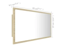 Espelho casa banho c/ LED 80x8,5x37 cm acrílico carvalho sonoma