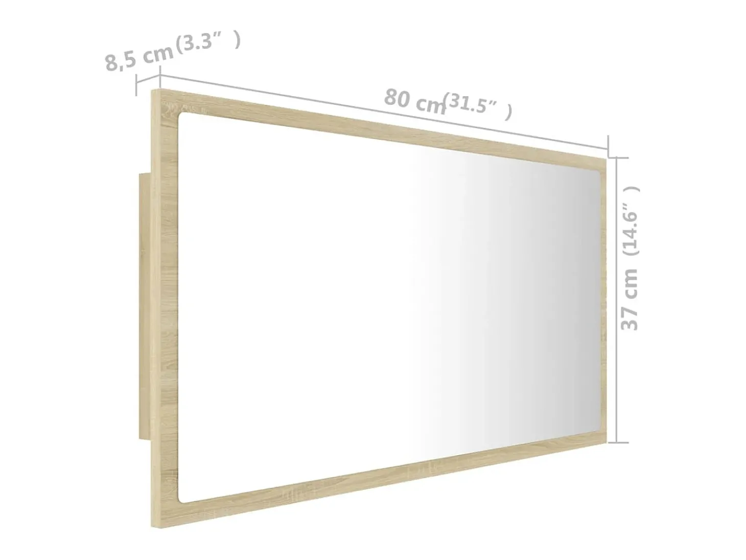 Espelho casa banho c/ LED 80x8,5x37 cm acrílico carvalho sonoma