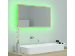 Espelho casa banho c/ LED 80x8,5x37 cm acrílico carvalho sonoma