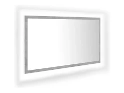 Espelho casa de banho c/ LED 80x8,5x37cm acrílico cinza cimento