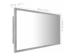 Espelho casa de banho c/ LED 80x8,5x37cm acrílico cinza cimento