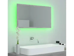 Espelho casa de banho c/ LED 80x8,5x37cm acrílico cinza cimento