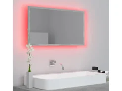 Espelho casa de banho c/ LED 80x8,5x37cm acrílico cinza cimento