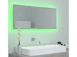 Espelho casa de banho c/LED 100x8,5x37cm acrílico cinza cimento